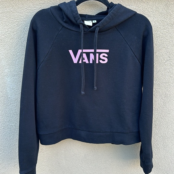 Vans 🔥 Flying V Boxy Cropped Hoodie Sweatshirt Logo Graphic Print Sz M - Picture 9 of 9